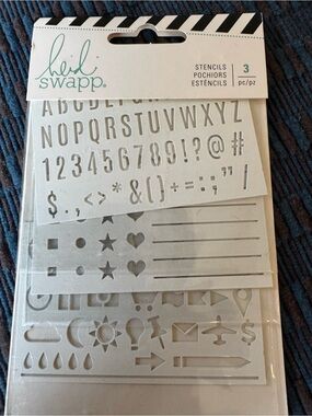 3for$50Heidi Swapp White Alphabet, Numbers & Icon Stencil Pack - 3 Pc
